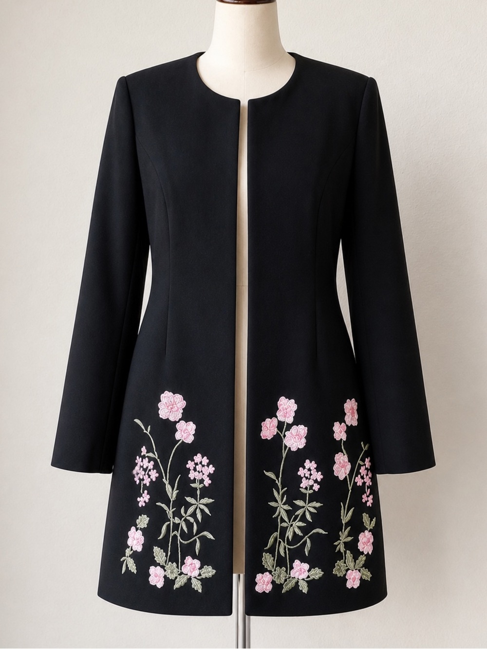 APPLESEED'S Black Embroidered Longline Blazer Size 14 Career Wedding Evening